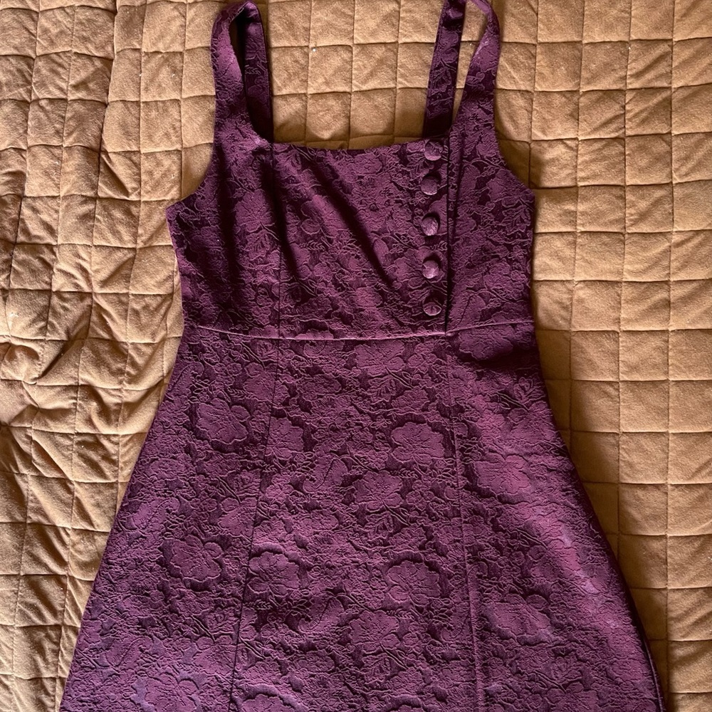 Wine jacquard short skater mini dress